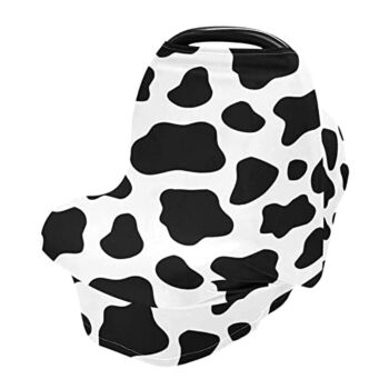 Black and White Cow Print Baby Car Seat Cover for Boys Girls,Stretchy Infant Car Canopy,Snug Warm Breathable,Breastfeeding Covers,Nursing Scarf,Baby Shower | The Storepaperoomates Retail Market - Fast Affordable Shopping