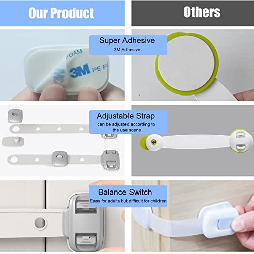 Fridge Locks,Refrigerator Door Lock,Child Proof Safety Cabinet Lock with Strong 3M Adhesives,Fridge Locks for Kids,Adjustable Strap Multi-Purpose for Cabinet,Drawers,Freezer,Oven (2 Count (Pack of 1)) | The Storepaperoomates Retail Market - Fast Affordable Shopping