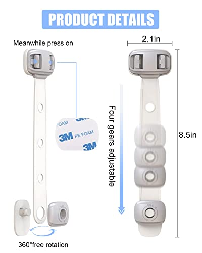 Fridge Locks,Refrigerator Door Lock,Child Proof Safety Cabinet Lock with Strong 3M Adhesives,Fridge Locks for Kids,Adjustable Strap Multi-Purpose for Cabinet,Drawers,Freezer,Oven (2 Count (Pack of 1)) | The Storepaperoomates Retail Market - Fast Affordable Shopping