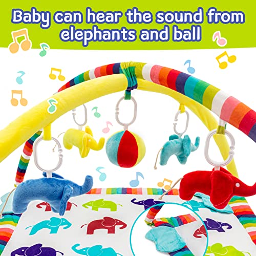 Baby Gym Mat Infant Activity Gym Play mat with Colorful Sensory Toys Colorful Elephant Toys | The Storepaperoomates Retail Market - Fast Affordable Shopping