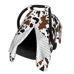 Brown Black Cow Skin Baby Car Seat Canopy Cover Multi Use Nursing Cover for Newborn Car Seat Canopy Mom Nursing Breastfeeding Covers Newborn Shower Gift
