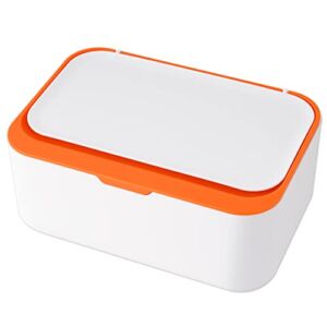 NiHome Sealed Wet Wipe Dispenser with Lid, Large Capacity Baby Wipe Storage Box Multifunctional Tissue Holder Container Case Keeps Fresh Detachable Cover Non-Slip Dustproof One-Hand Operation (Orange)