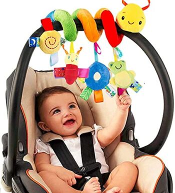 Baby Crib Hanging Rattles Toys: Infant Baby Worm Crib Bed Around Rattle Bell Cartoon Insect Spiral Hanging Toy with Ringing Bell for Infants Bed Stroller Car Seat Bar for Babies Boys and Girls | The Storepaperoomates Retail Market - Fast Affordable Shopping
