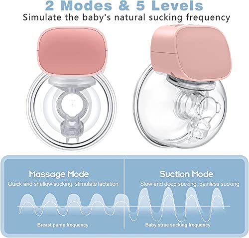 Wearable Breast Pump Hands Free, SINLEISI Portable Double Electric Breast Pump, Quiet Pain Free Strong Breastfeeding Pump Strong Suction with 2 Mode & 5 Levels, 24mm (2PCS) (Pink) | The Storepaperoomates Retail Market - Fast Affordable Shopping