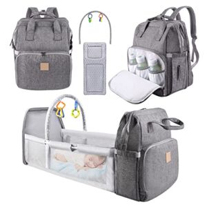 Diaper Bag Backpack – Baby Diaper Bags for Boy & Girls: Multifunctional Travel Back Pack Waterproof Backpack Large Capacity & New Mom Gifts – Grey
