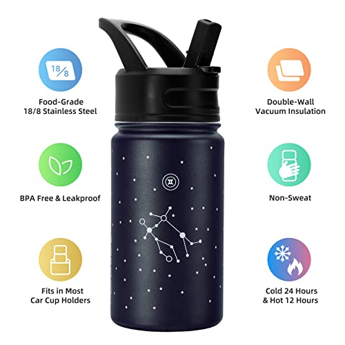 BJPKPK Kids Insulated Water Bottle with Straw Lid, Stainless Steel Water Bottles for Toddlers, Kids Water Bottle for School, Reusable Leak Proof BPA-Free Flask, 15oz Constellation-Gemini | The Storepaperoomates Retail Market - Fast Affordable Shopping