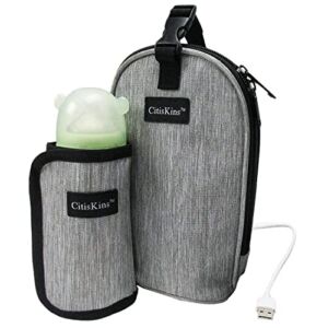 Bottle Warmer For Baby Milk USB Portable Bottle Heating Bag Car Bottle Warmer Water Warming Bag On The Go Bottle Warmer At Home Or Travel (grey)