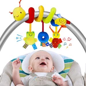 Carseat Toys for Infants 0-6 Months : FPVERA Spiral Stroller Toys Newborn Toys, Plush Hanging Baby Rattle Sensory Toys 0-6 Months for Crib Mobile Bassinet for 0 3 6 9 12 Boys Girls Ideal Gifts