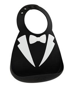 Silicone Baby Bib by ABBY&FINN, Tuxedo Bib, Black and White Waterproof, BPA Free Silicone, Easy Wipe Clean, Dishwasher Safe, For Baby & Toddler