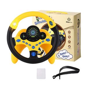 BETTERLINE Toy Wheel for Kids, Driving Simulation with Lights and Sounds, Pretend Driving Toy for Boys and Girls, Kids Interactive Toys