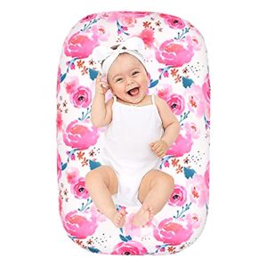 Eurobuy Baby Loungers Cover Floral Newborn Lounger Cover Removable Slipcover Washable Soft Lounger Cover Nest Cover for Baby Boys Girls(Lounger not Included)
