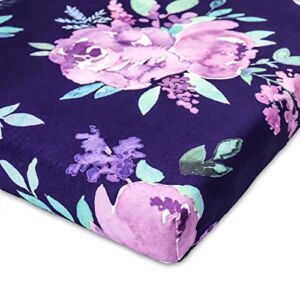 Pack N Play Sheets Portable Playard Mini Crib Mattress Sheet Soft Breathable Playard Cover for Baby Girl Purple Flower