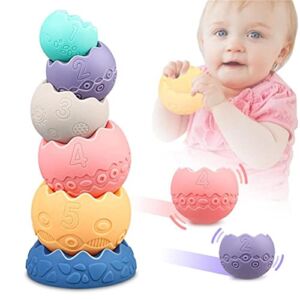 Baby Sensory Balls Toys for Babies 6 9 12 18 Months Soft Building Blocks Toddlers Montessori Early Developmental Educational Fine Motor Skills Stacking Ring Infant Boys Girls Gifts One 1 2 3 Year Old