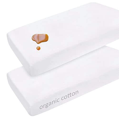 Waterproof Pack N Play Sheet Organic Cotton 2 Pack Fitted Cover Mini Crib Sheets, 27″x 39″ Portable Protector Fit Graco, Dream on Me Playard Mattress Pad, Pack and Play Sheet Baby Girl Boy, White | The Storepaperoomates Retail Market - Fast Affordable Shopping