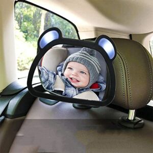Horry Baby Saft Mirror for Car, Back Seat Full View Infant Easily Watch your Precious Child with Night Vision (LED Remote control style)