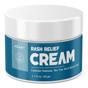 AZANI Rash Relief Cream Diaper Rash Cream Epsom Salt, Colloidal Oatmeal, Tea Tree Oil Rash From, Stings 1.76 Oz