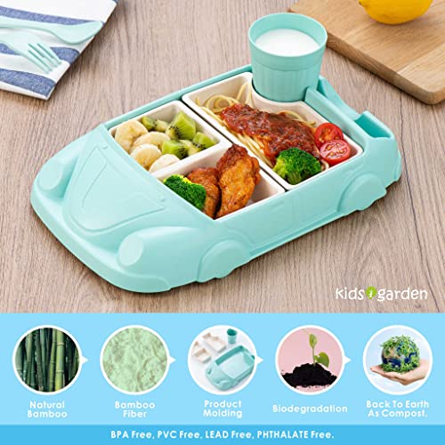 Kids garden Car Plate 8Pcs/Set Bamboo Children Dinnerware Sets – Dishwasher/Microwave Safe Includes Cutlery, Beautiful Plate, Separable Bowls & Cup Happy MealTime, Light Green, YK-001 | The Storepaperoomates Retail Market - Fast Affordable Shopping