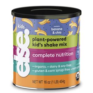 Else Nutrition Kids Organic Complete Nutrition Shake Powder, Plant-Based, Less Sugar, Clean, Complete Childrens’ Nutritional Drink Mix, Whey-Free, Soy-Free, Dairy-Free, 16 oz, Banana & Chia