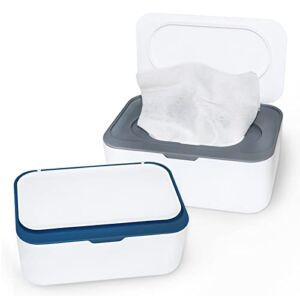 2 Pack Baby Wipes Dispenser, Wipe Holder with Lids Diaper Wipes Case for Bathroom Refillable Wipe Container with Sealing Design, Flushable Bathroom Storage Case Box