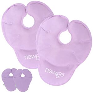NEWGO Breast Therapy Ice Pack 2 Pack Upgraded Nipple Ice Pack for Nursing Mother, Hot Cold Therapy Breast Gel Pack with Soft Cover for Breastfeeding, Pain After Breast Surgery, Mastitis (Purple)