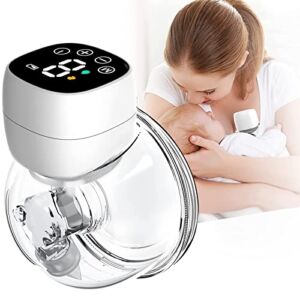Noasage Wearable Breast Pump, Hands Free Breast Pump with LCD Display, Anti-Spill Ultra-Quiet and Painless Portable Breast Pump, with 3 Modes and 9 Levels, 24 mm Flange