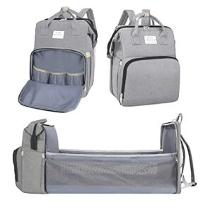 SENCONE Diaper Bag Backpack with Changing Station (Gray)