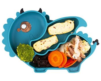 Silicone Suction Plate for Toddlers – Self Feeding Training Divided Plate Dish and Bowl for Baby and Toddler, Fits for Most Highchairs Trays (Dark Blue) | The Storepaperoomates Retail Market - Fast Affordable Shopping