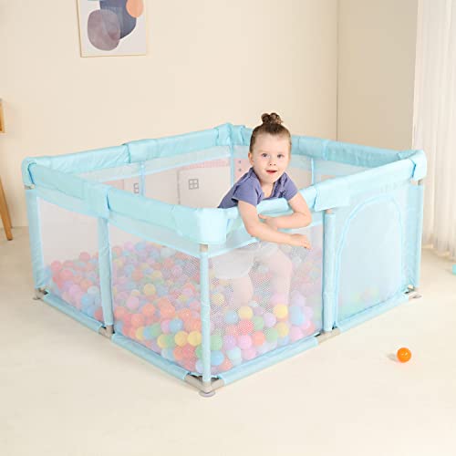 TRENDBOX Kids Baby Ball Pit – Playpens for Babies, Infant Playard , Portable Baby Fence, Indoor & Outdoor Toddler Play Pen Activity Center, Sturdy Safety 2×2 (Not Includes Balls) – Blue | The Storepaperoomates Retail Market - Fast Affordable Shopping