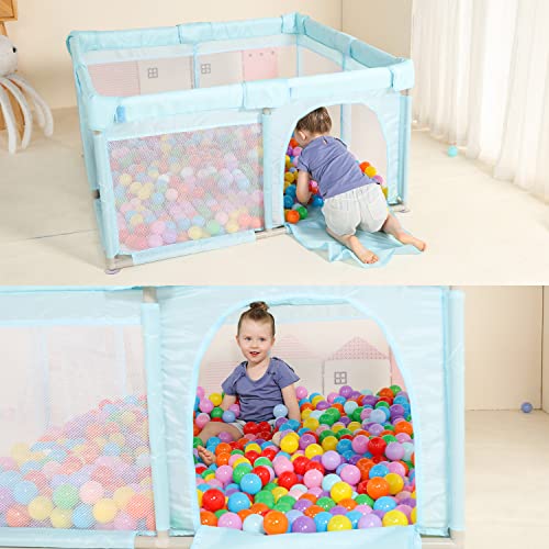 TRENDBOX Kids Baby Ball Pit – Playpens for Babies, Infant Playard , Portable Baby Fence, Indoor & Outdoor Toddler Play Pen Activity Center, Sturdy Safety 2×2 (Not Includes Balls) – Blue | The Storepaperoomates Retail Market - Fast Affordable Shopping