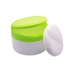 1Pcs Empty Powder Puff Box Baby After-Bath Body Powder Container Dispenser with Sifter and Powder Puffs (Green)
