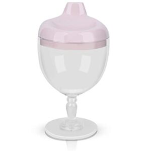 Crumye Princess Wine Sippy Cup Spill Proof, Fancy Wine Glass Sippy Cup No Spill for Baby Girl 1+ Year Old, Goblet Style Great for Your Princess Holiday Birthday Party, 5 Ounce (Pink)