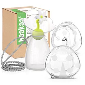haakaa Silicone Breast Pump and Breast Shells Combo for Breastfeeding Moms to Express and Collect Breast Milk Includes A Silicone Strap and A Flower Stopper (pump-7oz/200ml, Shells-2.5oz/75ml)