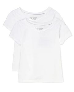 The Children’s Place baby girls And Toddler Short Sleeve Basic Layering T-shirt T Shirt, White 2 Pack, 5T US