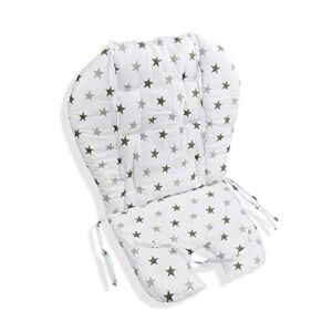 High Chair Pad,highchair/seat Cushion/Breathable Pad,Soft and Comfortable,Light and Breathable, Cute Patterns,Suitable for Most High Chairs,Baby Dining Chairs(Army Green Star Pattern)