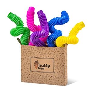 Nutty Toys Jumbo 3XL Pop Tubes Sensory Toys, Fine Motor Skills Learning Baby Toddler Toy Top ADHD & Autism Fidget 2022 for Kids Best Preschool Gifts Idea Unique Boy & Girl Christmas Stocking Stuffers