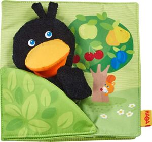 HABA Fabric Book Orchard with Raven Finger Puppet and Removable Fruit