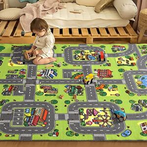 Maxsoft Kids Rug, Car Carpet Play Mat for Kids, City Road Rug for Boys Toddler, Children Educational Road Traffic System Playmat for Playroom Track Game Safe Area(3 x 5 Feet)