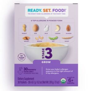 Ready Set Food | Early Allergen Introduction Mix-ins for Babies 4+ Mo | Stage 3 – 30 Days | 9 Top Allergens – Organic Peanut Egg Milk Almond Cashew Walnut Sesame Soy Wheat | For Food | ReadySetFood