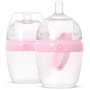 Inttero Preload / Formula Mixing Baby Bottle with Anti Colic & Air-Free System – 6oz / 2-Pack (Cute Pink)