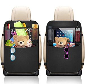 BLYPHOO Premium Backseat Organizer for Kids 2 Pack, Heavy Duty Waterproof and Stain Resistant Kick Mats Back Seat Protector, Durable Backseat Car Organizer with Tablet Holder+Storage Pockets