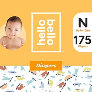 Hello Bello Premium Baby Diapers I Affordable Hypoallergenic and Eco-Friendly Absorbent Diapers for Babies and Kids I Size Newborn I Sleepy Sloths Design I 175 Count (5 Packs of 35)