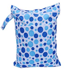 Waterproof Wet Bag, Washable, Reusable for Travel, Beach, Pool, Stroller, Diapers, Dirty Gym Clothes, Wet Swimsuits, Toiletries (Bubbles Print)