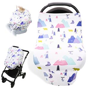 GFU Baby Car Seat Cover for Baby Boys and Girls, Carseat Canopy for Infant, Multi- use Nursing Covers, Stretchy Baby Car Seat Cover for Stroller/High Chair/Shopping Cart/Car Seat Canopies