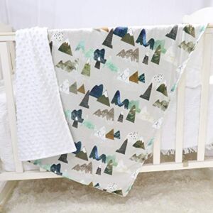 Baby Blankets, Adventure Mountains Minky Toddler Blanket for Boys Girls, Dotted Backing, Double Layer, Crib Receiving Blanket, for Nursery/Stroller/Toddler Bed/Carseat, 30 x 40 Inch