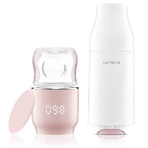 Befano Travel Bottle Warmer with Formula Dispenser, Leak-Proof Portable Bottle Warmer for Breastmilk and Formula. On The Go Baby Milk Warmer Set, Precise Instant Temperature Display, BPA Free – Pink