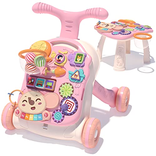 QDRAGON Walker for Baby Girl, Baby Push Walkers for Babies, 3 in 1 Push Toys for Babies Learning to Walk, Baby Walker Table and Activity Center, Early Learning Toy for Kids Infant 6-12 Months, Pink | The Storepaperoomates Retail Market - Fast Affordable Shopping