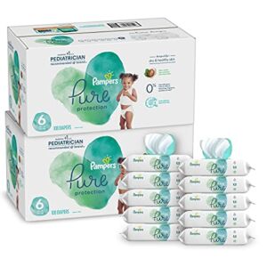 Pampers Pure Protection Disposable Baby Diapers Size 6, 2 Month Supply (2 x 108 Count) with Aqua Pure Baby Wipes, 10X Pop-Top Packs (560 Count)