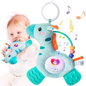 Musical Baby Teething Toys with Soft Light,Teething Toys for Babies 0 3 6 9 12 Months,BPA Free Washable Plush Infant Toys with Hook for Crib,Sensory Baby Toys,Perfect Baby Gifts-Giraffe