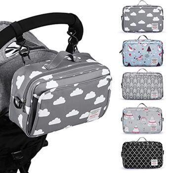 Small Diaper Bag, Stroller Organizer Bags for Baby with Insulated Pocket, Stroller Hooks and Adjustable Strap,Universal Mini Diaper Tote Bags Fit All Strollers, Gray | The Storepaperoomates Retail Market - Fast Affordable Shopping