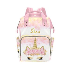 Personalized Unicorn Art Diaper Bag Backpack Name Custom Mommy Baby Bags Casual Travel Daypack for Mom Gifts